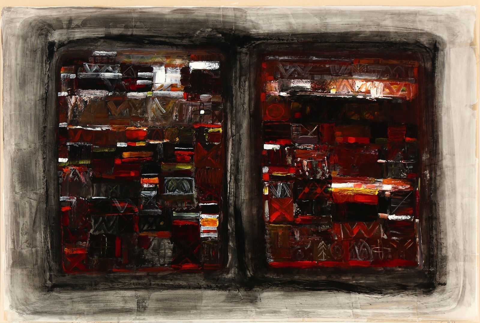 Vintage 1970s Danish Mixed Media Painting photo for sale