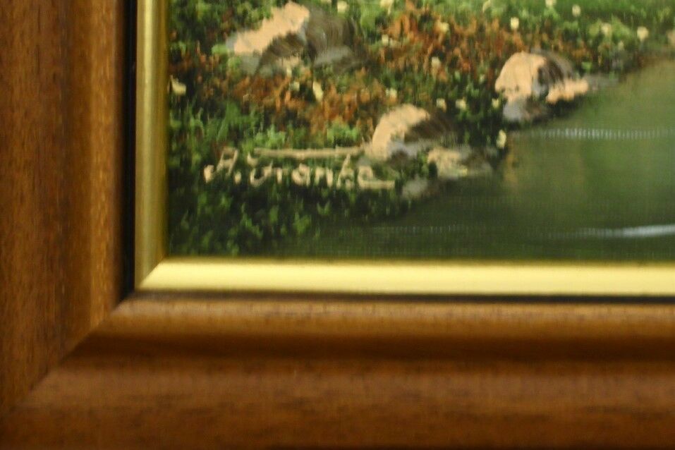 Oil On Canvas Signed A Franke. Tyrolean Scene, Onion Domed Church And Stream photo for sale