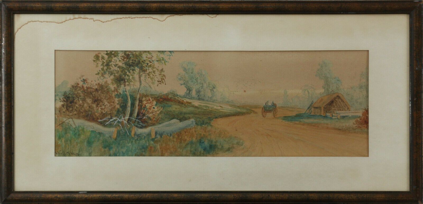 Watercolour Signed R B Wright. Rural Landscape With Horse And Cart