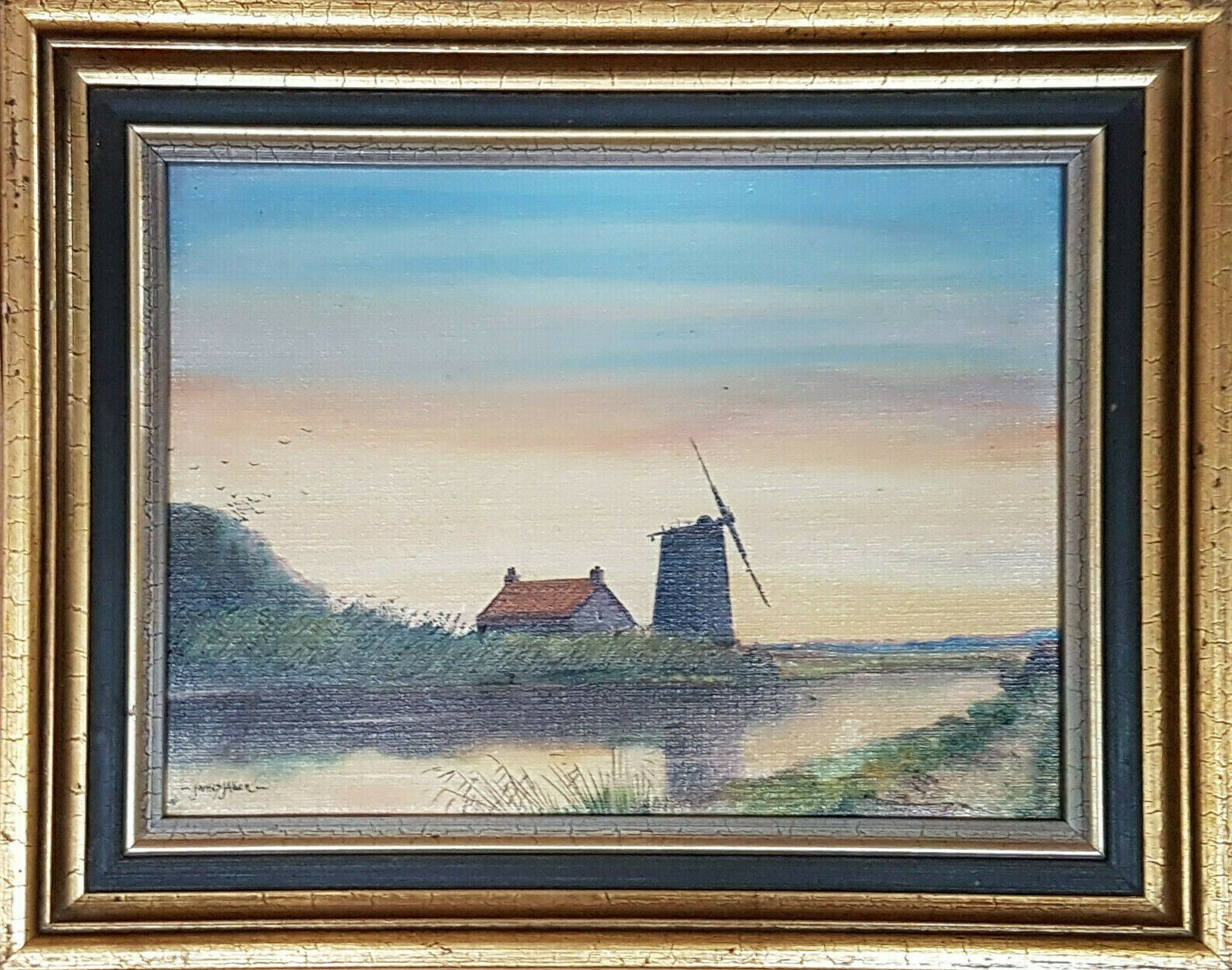 Small Oil Painting By James J Allen. "Evening Nr Horning"