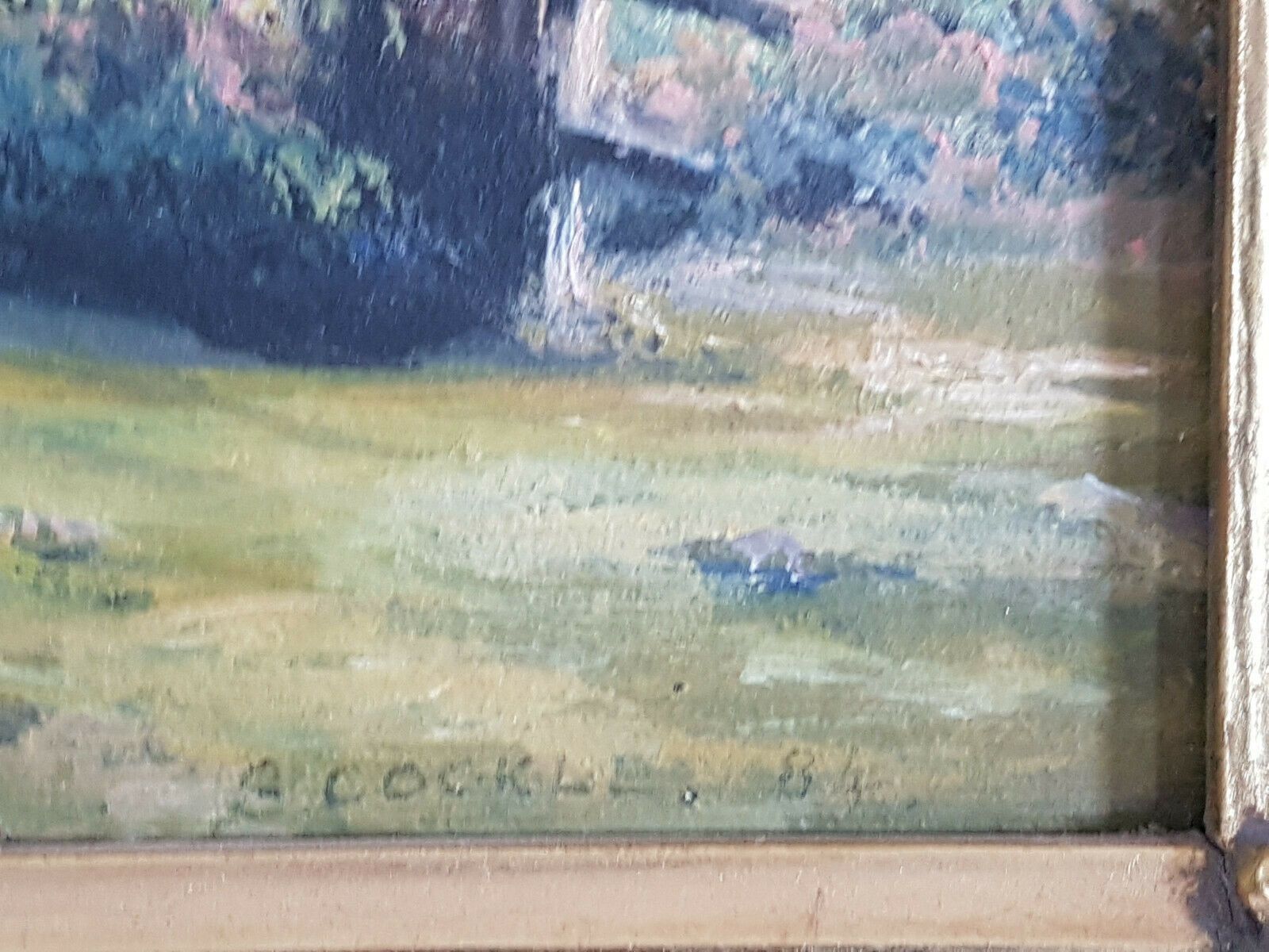 Oil On Canvas Board By S. Cockle. Country Lane photo for sale