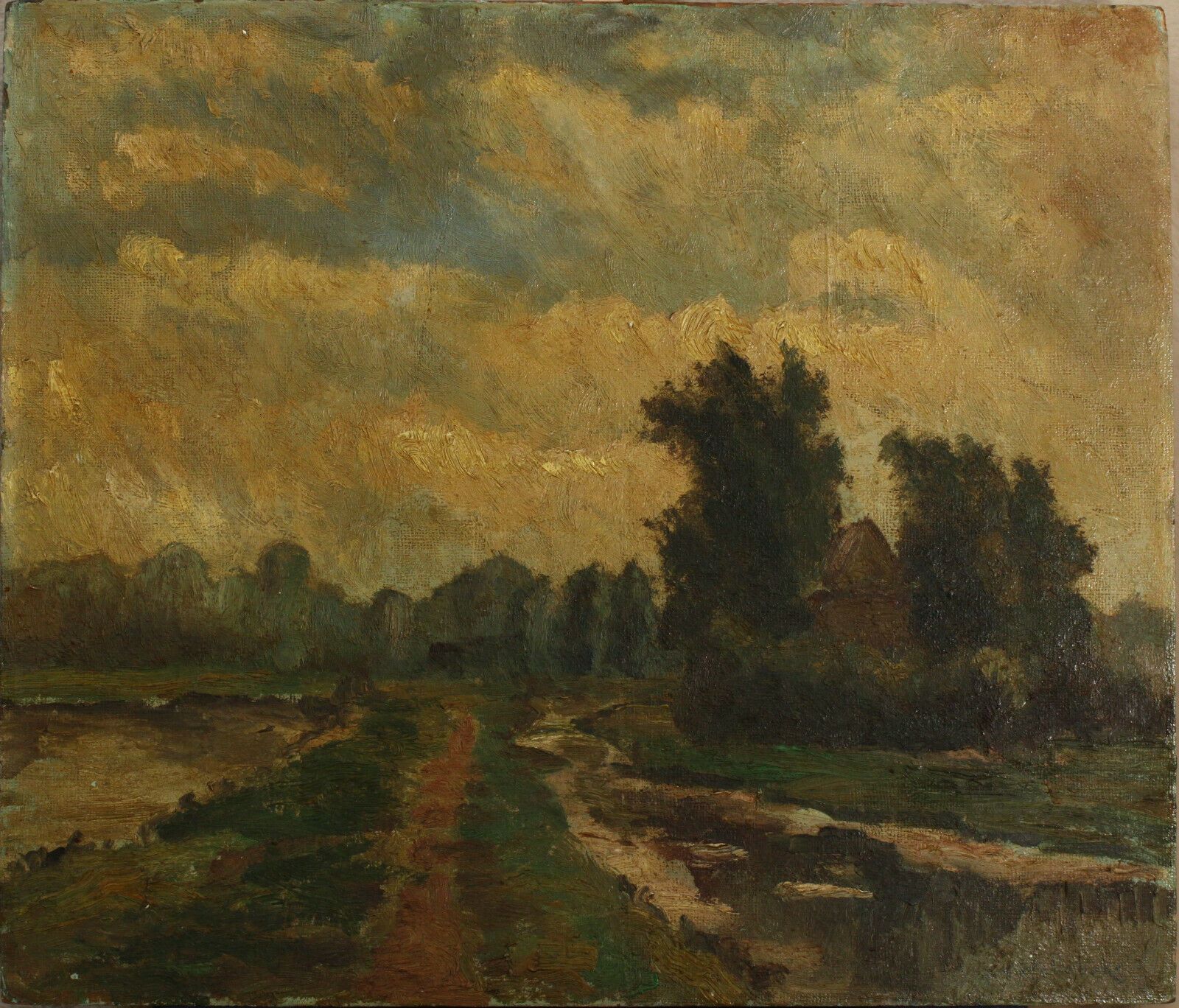Oil On Board By French Priest And Artist Alphonse Antoine Abbe Van Hollebeke