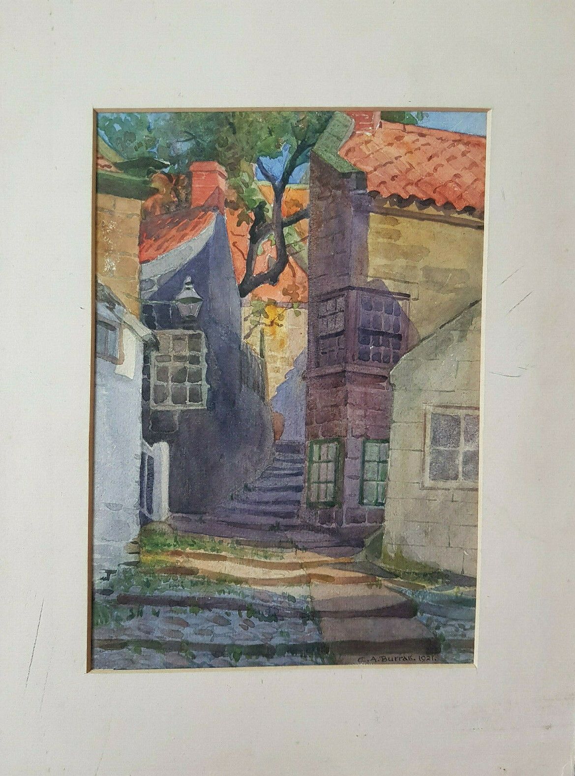 Watercolour By Caroline Agnes Burras. Sunny Place, Robin Hoods Bay