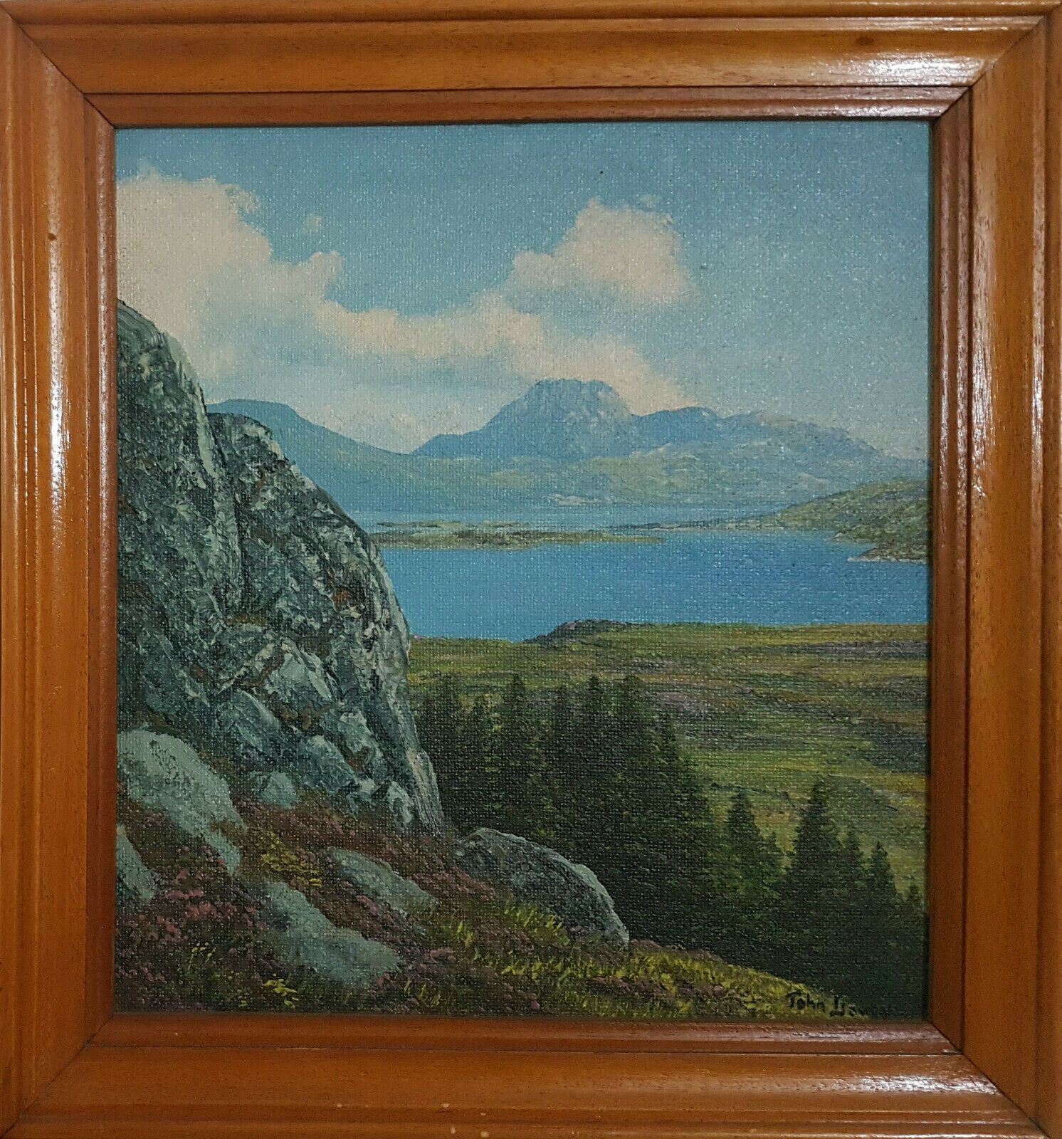 Oil On Board By John Davey. "Loch Maree, Ross Shire"