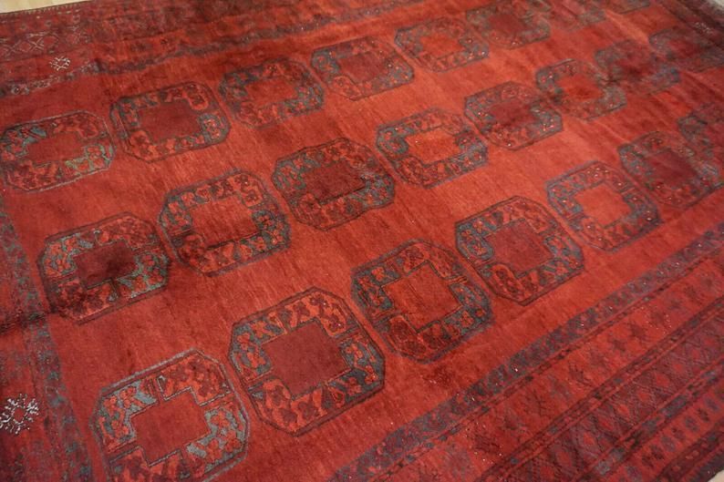 Ersari Rug 14 X 9 Ft  420 X 270 Cm Large Room Size Good Condition Red Turkoman Bokhara photo furniture