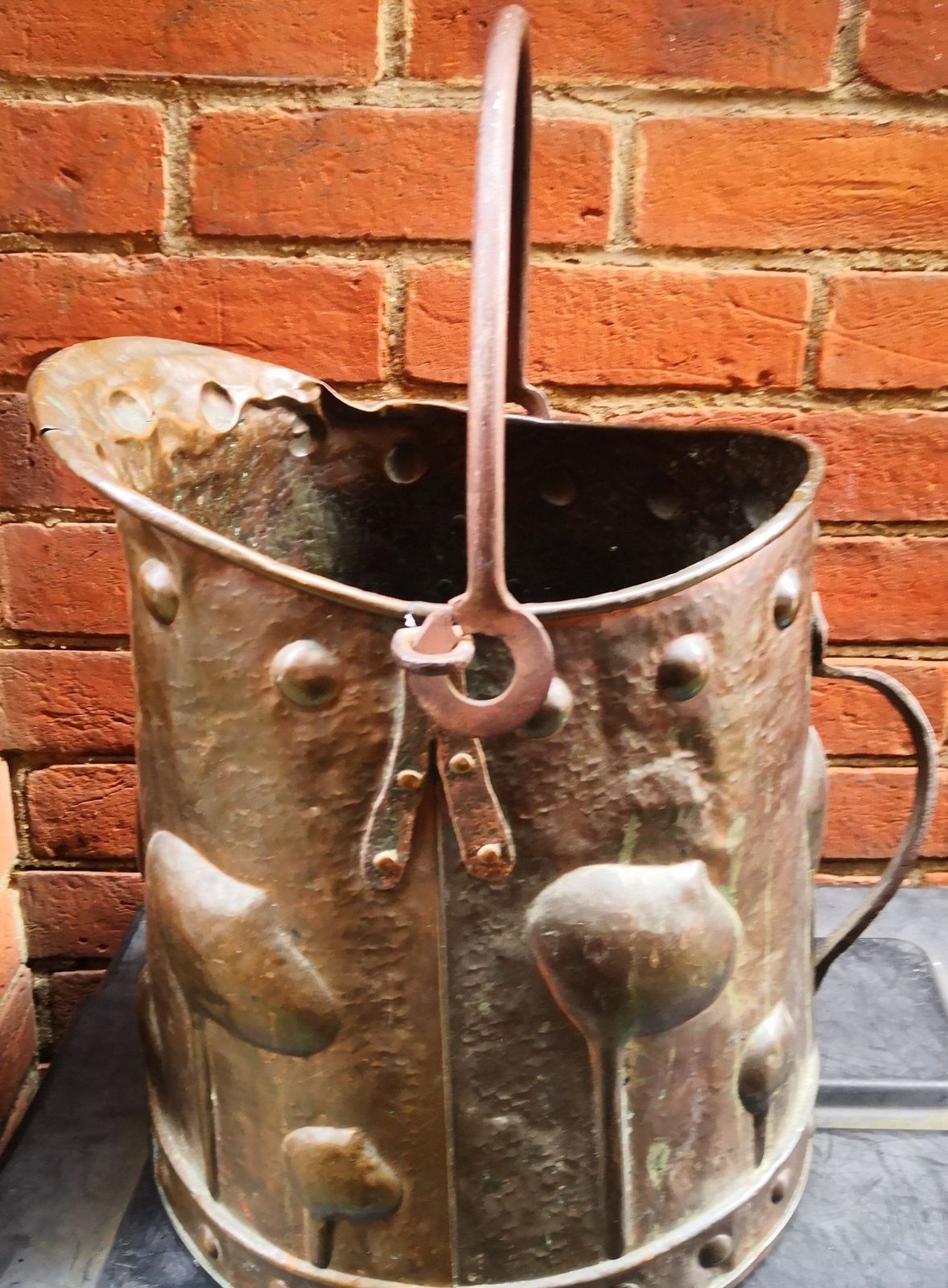 photo furniture Superb Antique Arts And Crafts Art Nouveau Beaten Copper Coal Bucket