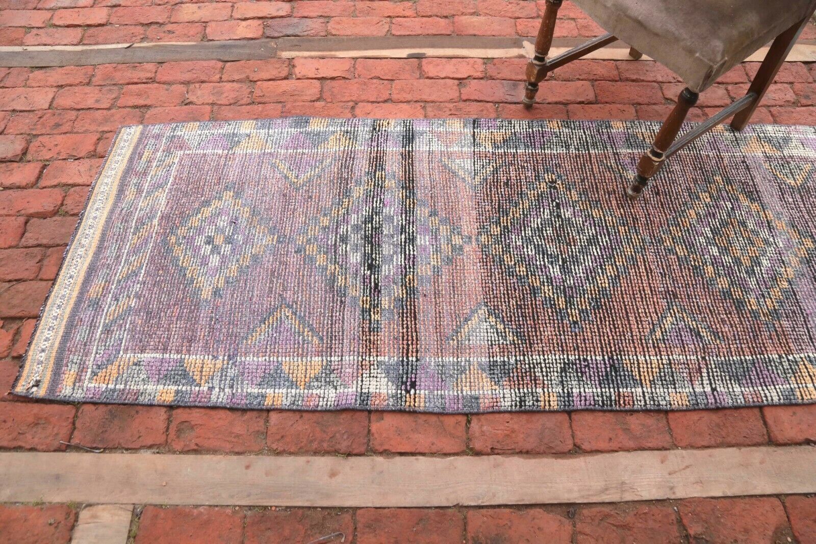photo furniture 79x328 Cm Purple Turkish Herki Runner Vintage Hallway Geometric Art Deco Carpet 2'6x10'8 Ft