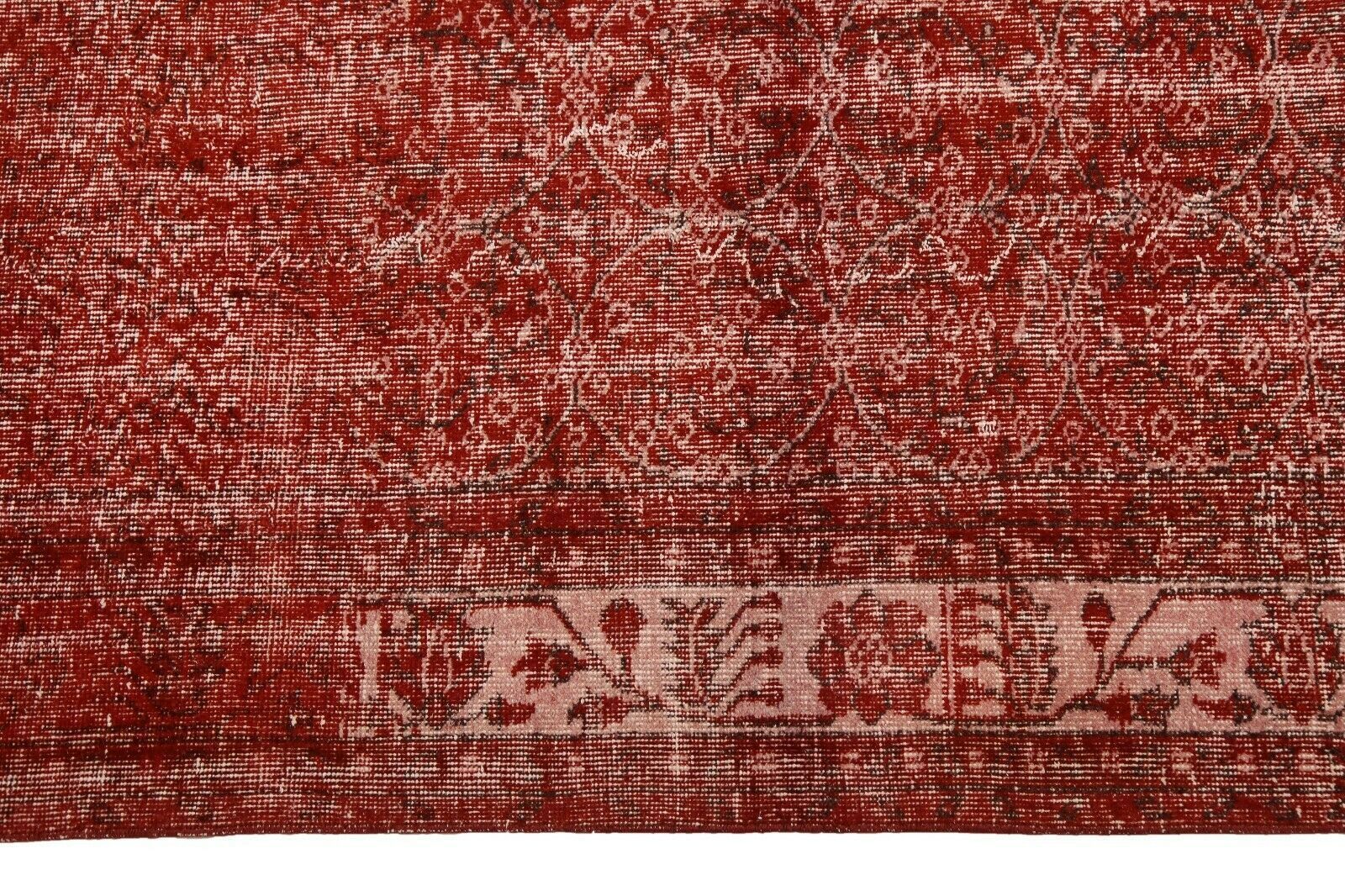 202x311 Cm Turkish Vintage Oushak Red Carpet Hand Knotted Floral Distressed Rug 6'6x10'2 Ft photo furniture