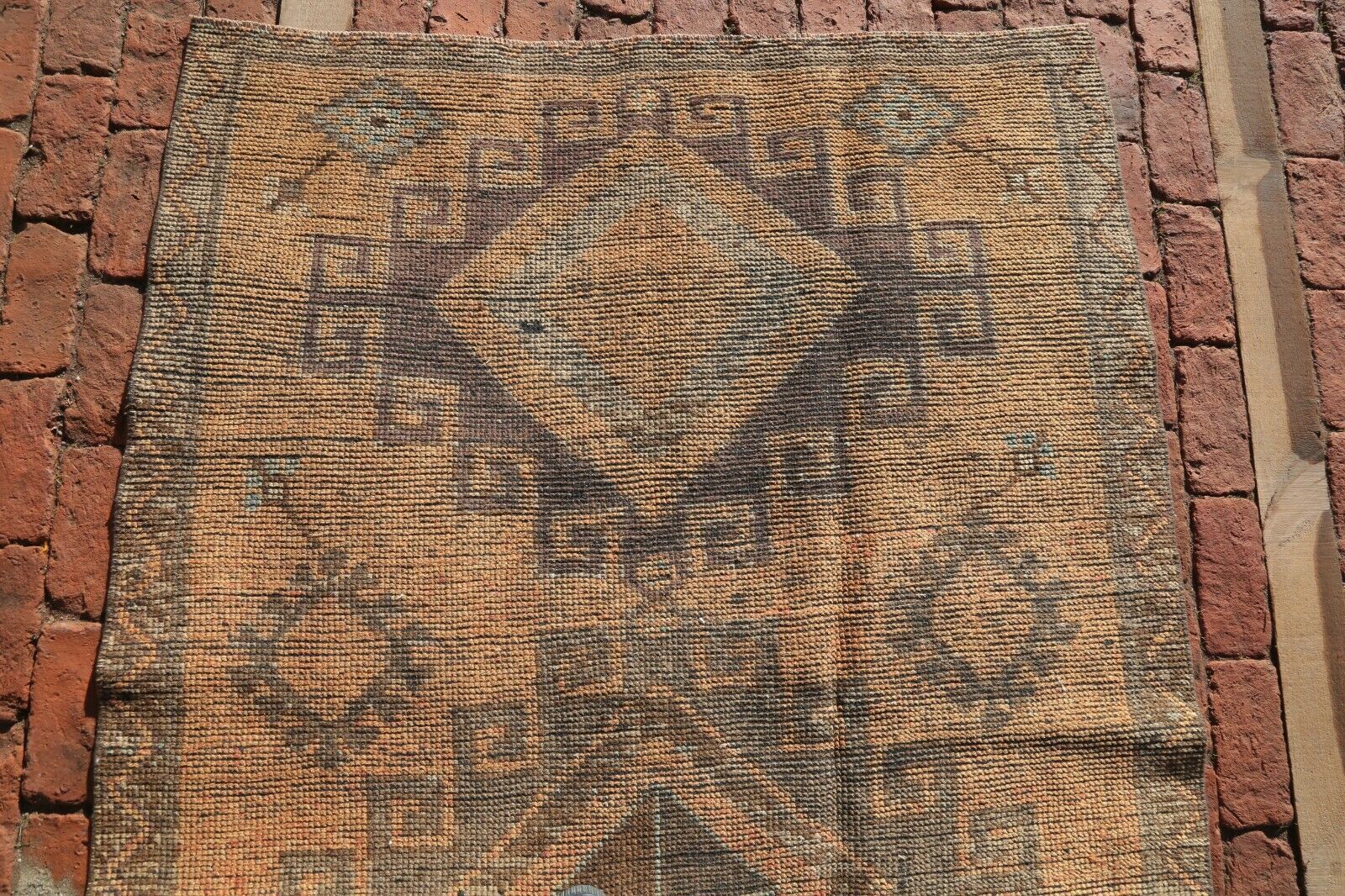 127x355 Cm Rare Vintage Hallway Runner Turkish Wool Goat Hair Geometric Salmon Rug 4'2x11'6 Ft photo furniture