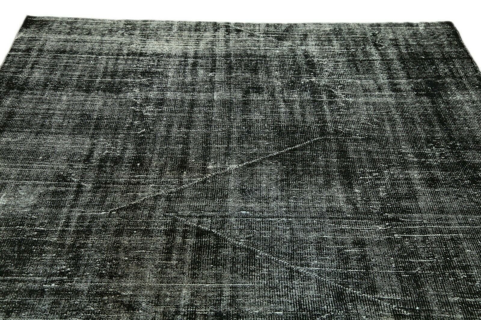 222x275 Cm Black Turkish Area Distressed Vintage Living Room Oushak Handmade Wool Rug 7'2x9 Ft photo Textiles