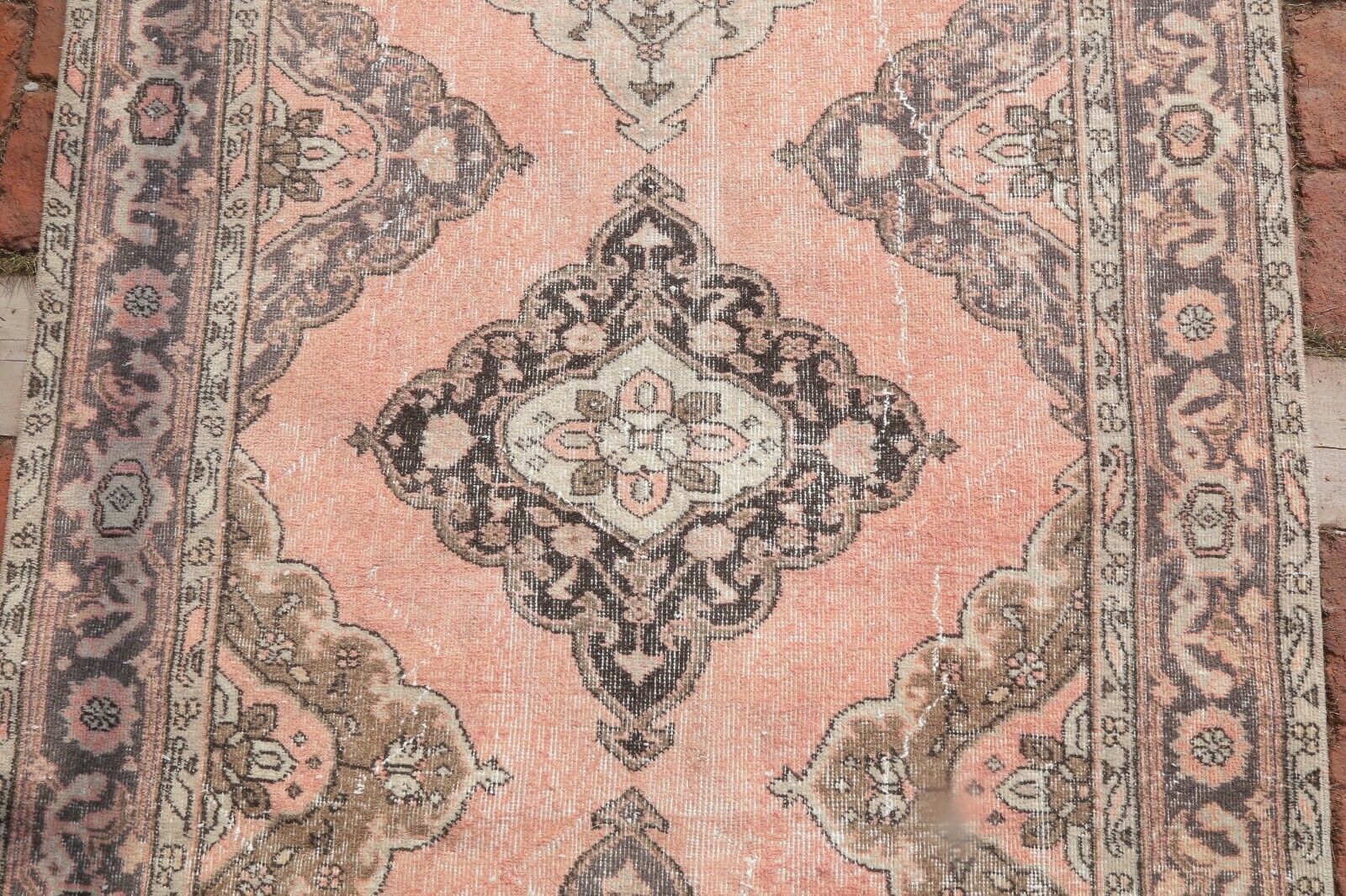 142x391 Cm Orange Vintage Rug Hallway Runner Turkish Oushak Wool Floral Oriental Rug 4'7x12'8 Ft photo vinterior