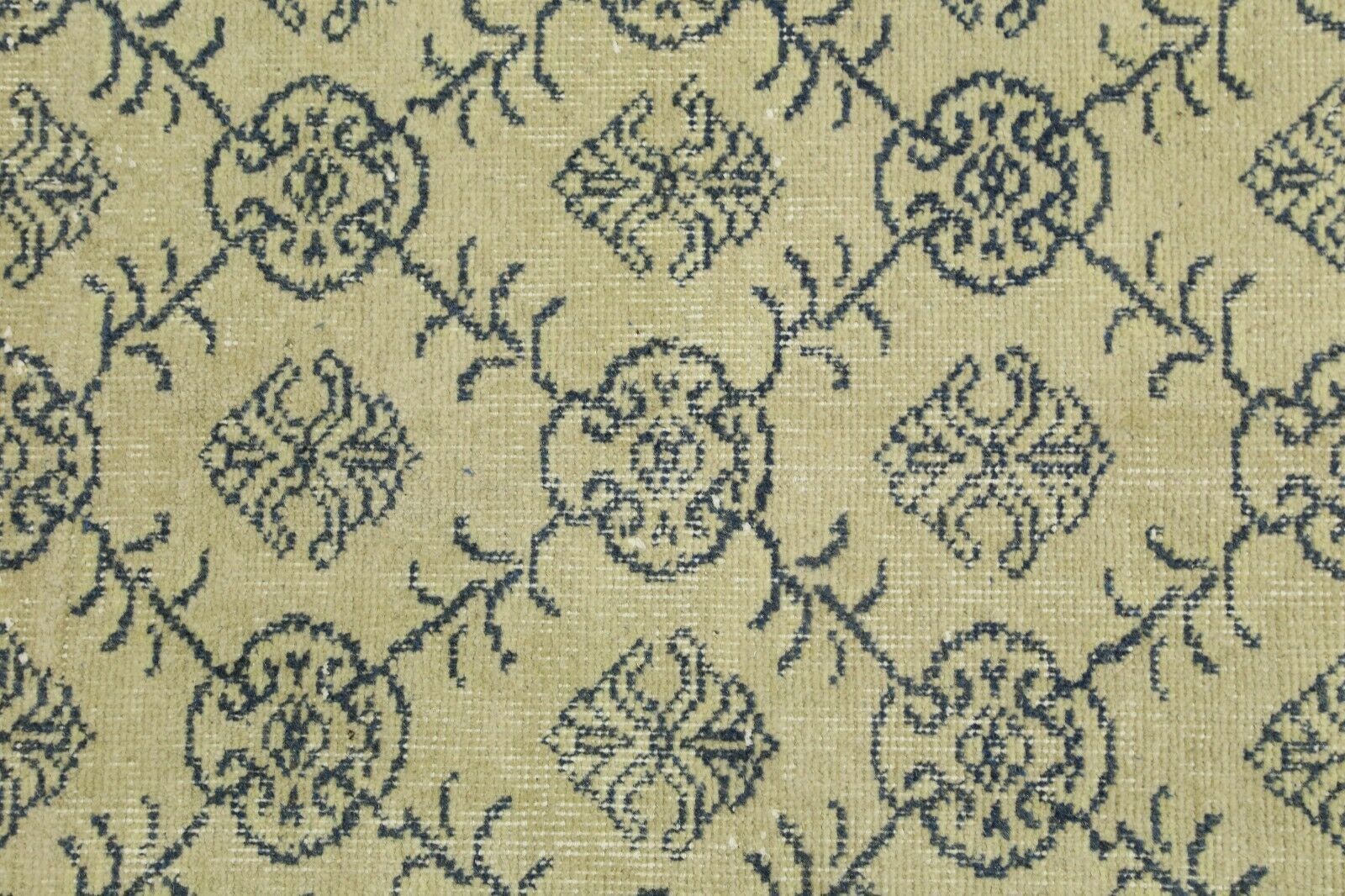 200x315 Cm Rare Handmade Turkish Area Rug Art Deco Distressed Wool Carpet Beige 6'6x10'4 Ft photo vintage