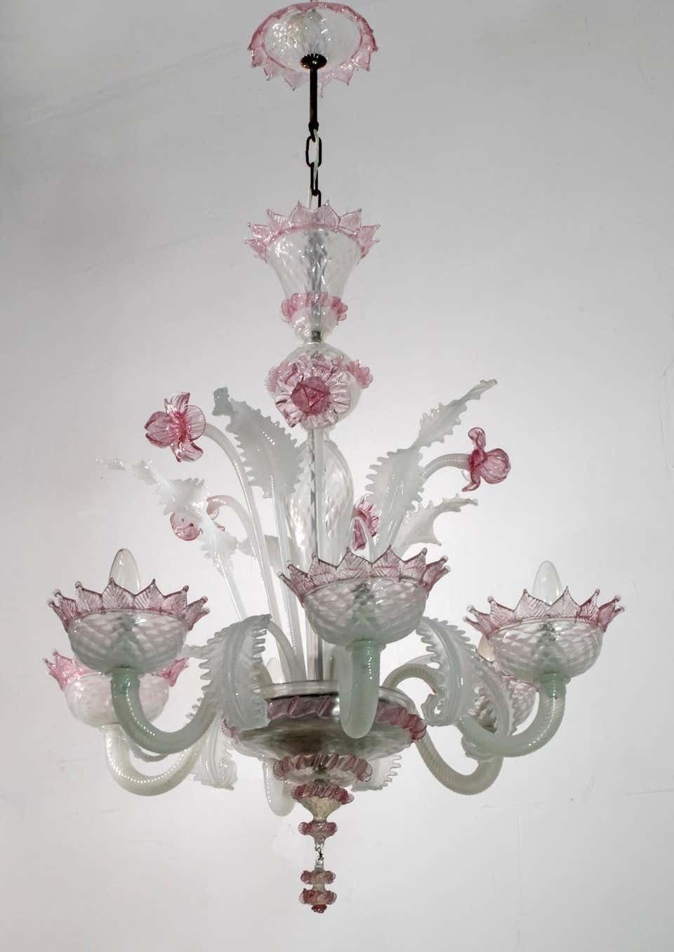 20th Century Modern Venetian Murano Glass Chandelier "Ca'rezzonico" Style, 1960s photo Lighting