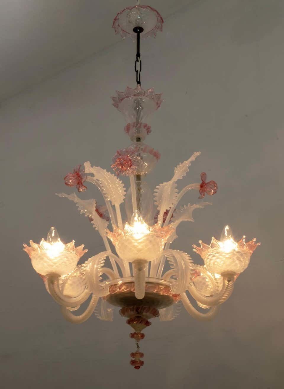 20th Century Modern Venetian Murano Glass Chandelier "Ca'rezzonico" Style, 1960s photo 2648.0
