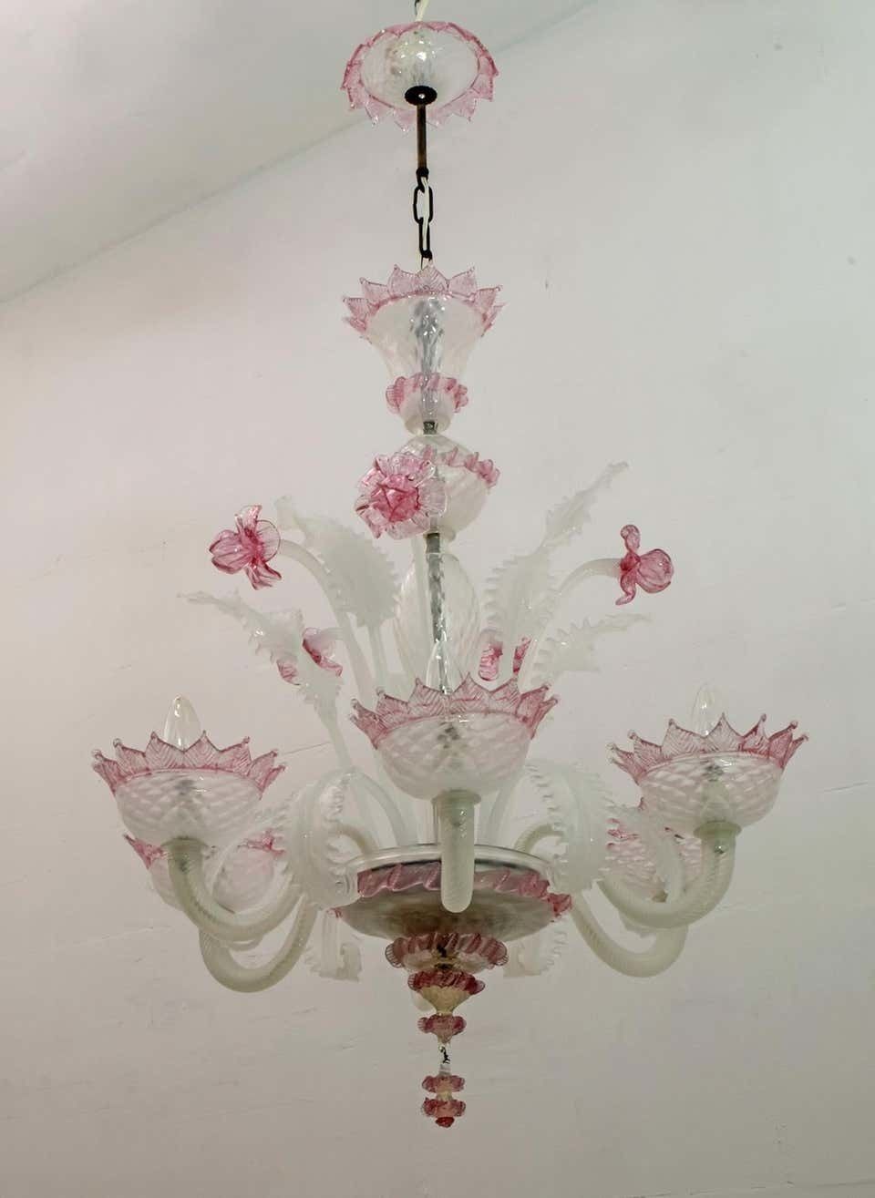 20th Century Modern Venetian Murano Glass Chandelier "Ca'rezzonico" Style, 1960s photo vinterior