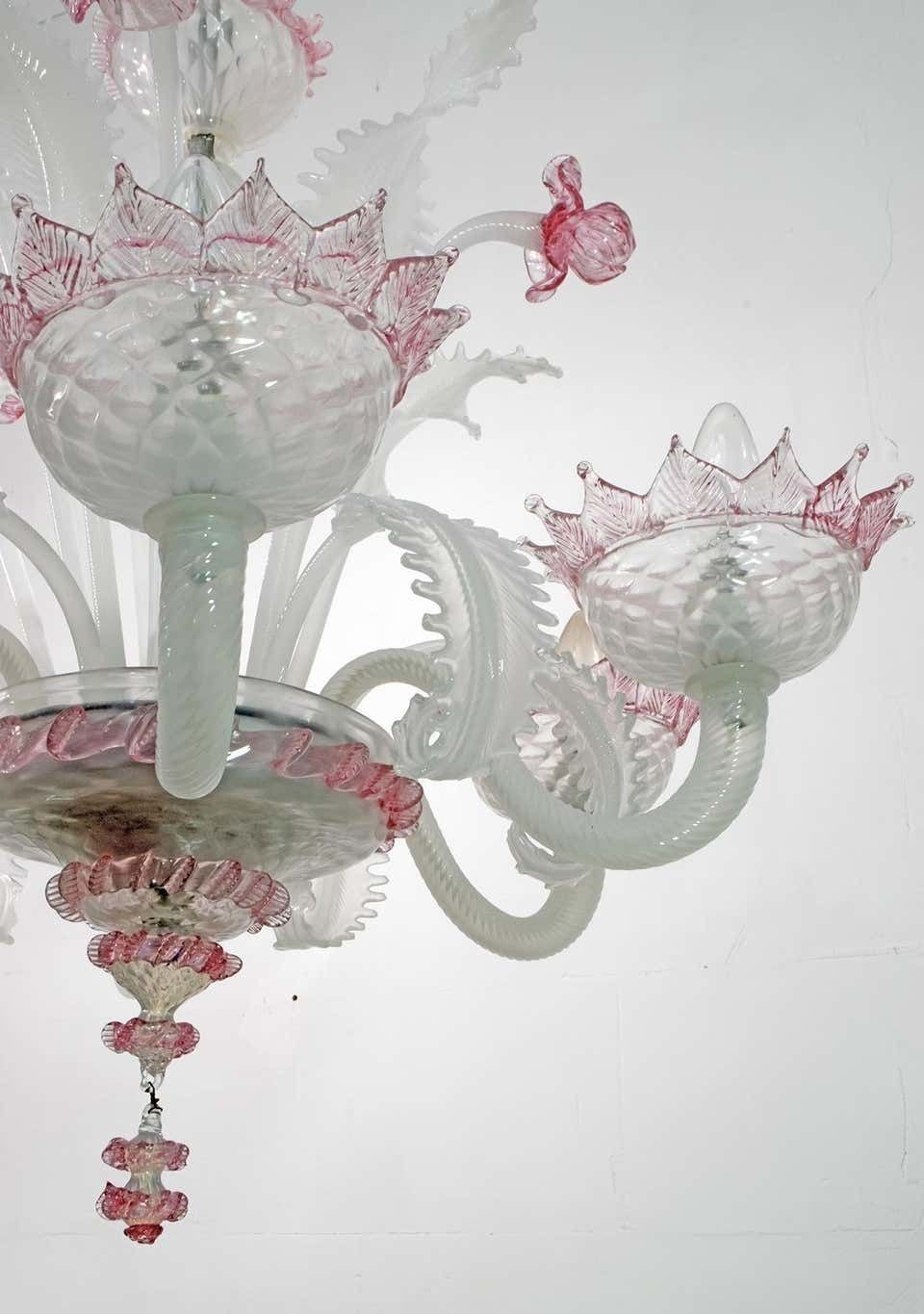 20th Century Modern Venetian Murano Glass Chandelier "Ca'rezzonico" Style, 1960s photo buy