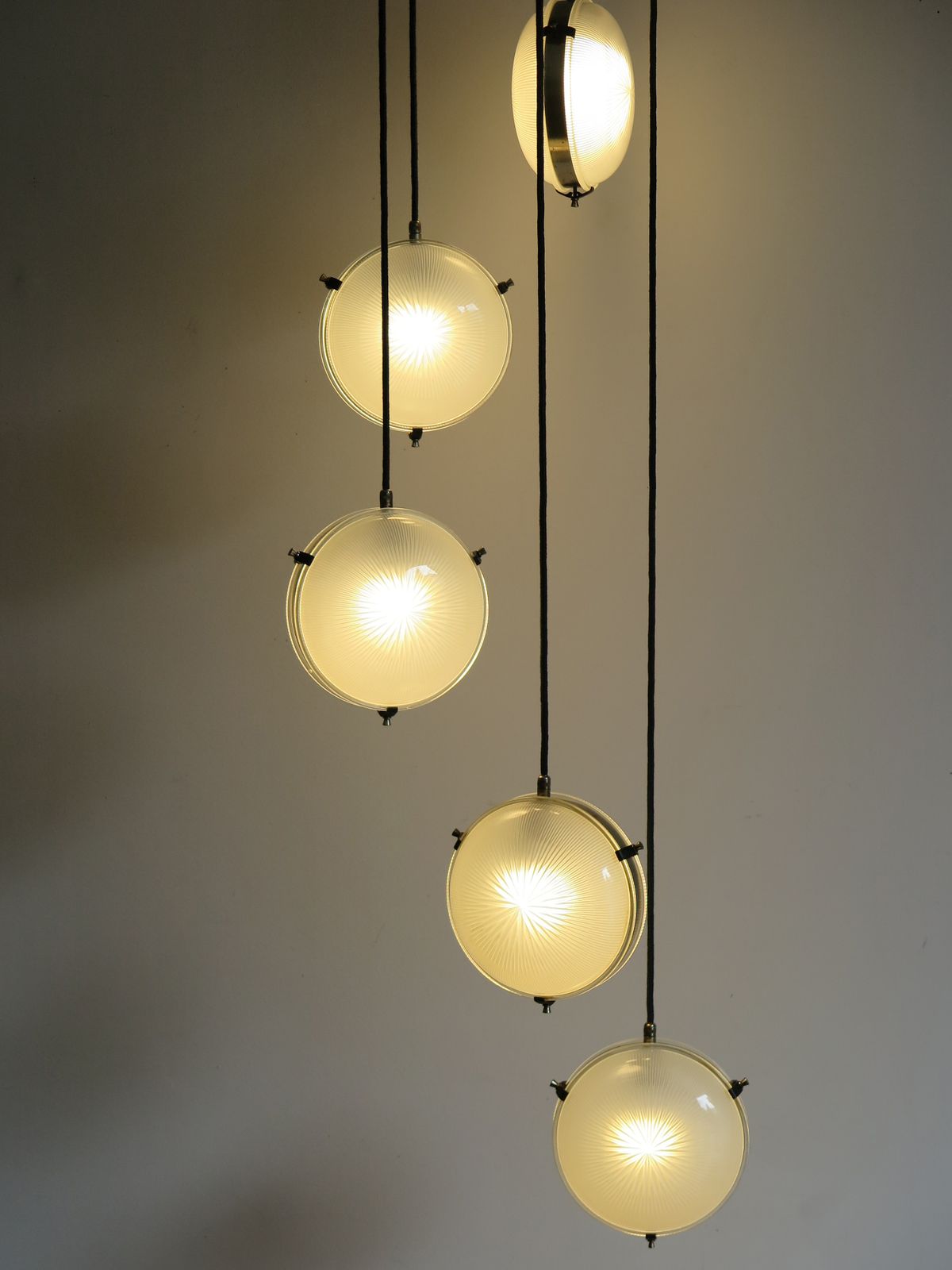 Sergio Mazza For Artemide Italian Glass And Brass Pendant Lamp, 1960s photo furniture