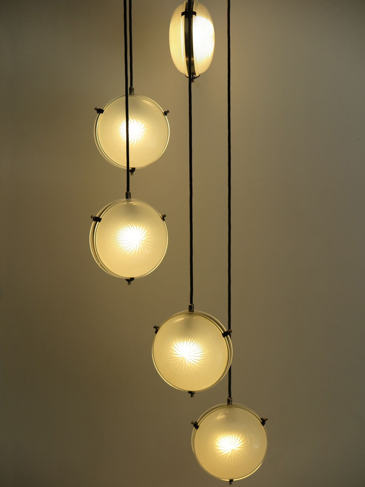 Sergio Mazza For Artemide Italian Glass And Brass Pendant Lamp, 1960s photo vinterior