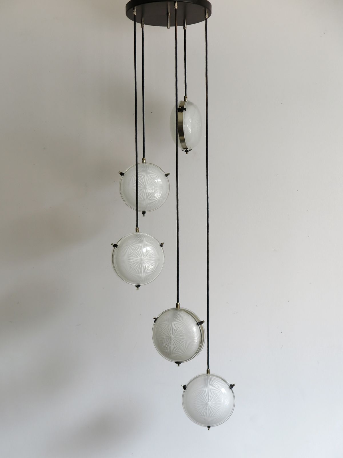 Sergio Mazza For Artemide Italian Glass And Brass Pendant Lamp, 1960s photo vintage