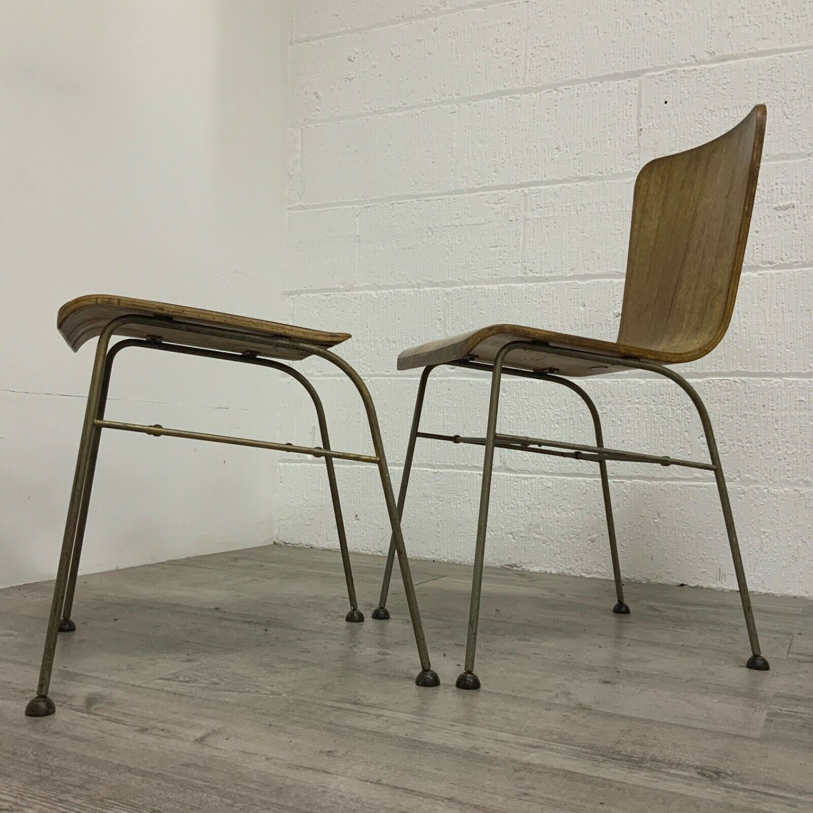 A Mid Century Morris Of Glasgow Toby Metal Frame & Plywood Chair & Footstool photo furniture