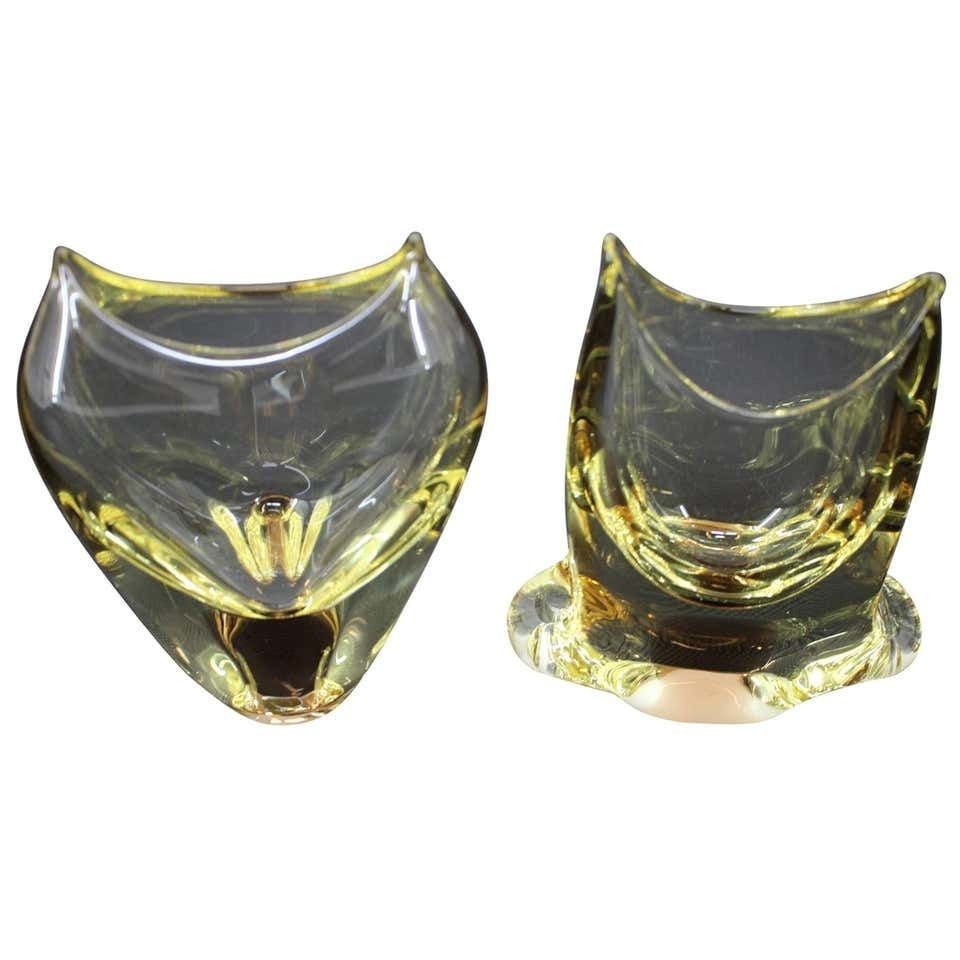 Set Of Two Vases/železnobrodské Sklo, 1960s