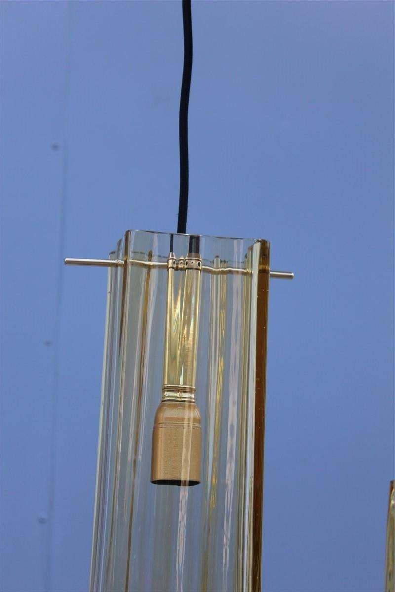 Round Pair Of Chandelier Brass Murano Gold Glass Yellow Mazzega Design 1970s photo 3063.0