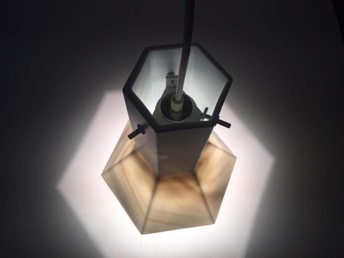 Peill Putzler Exclusive Arte Colore Carrara Design Satin Finished Glass Pendant Lamp   1970s Germany photo Lighting