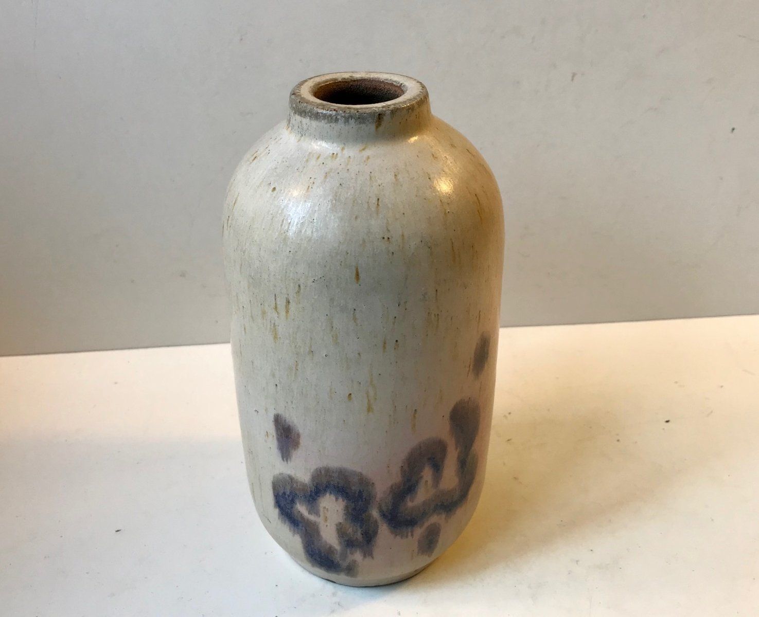 Danish Haresfur Stoneware Vase By Ellen Madsen For Lee Keramik, 1970s