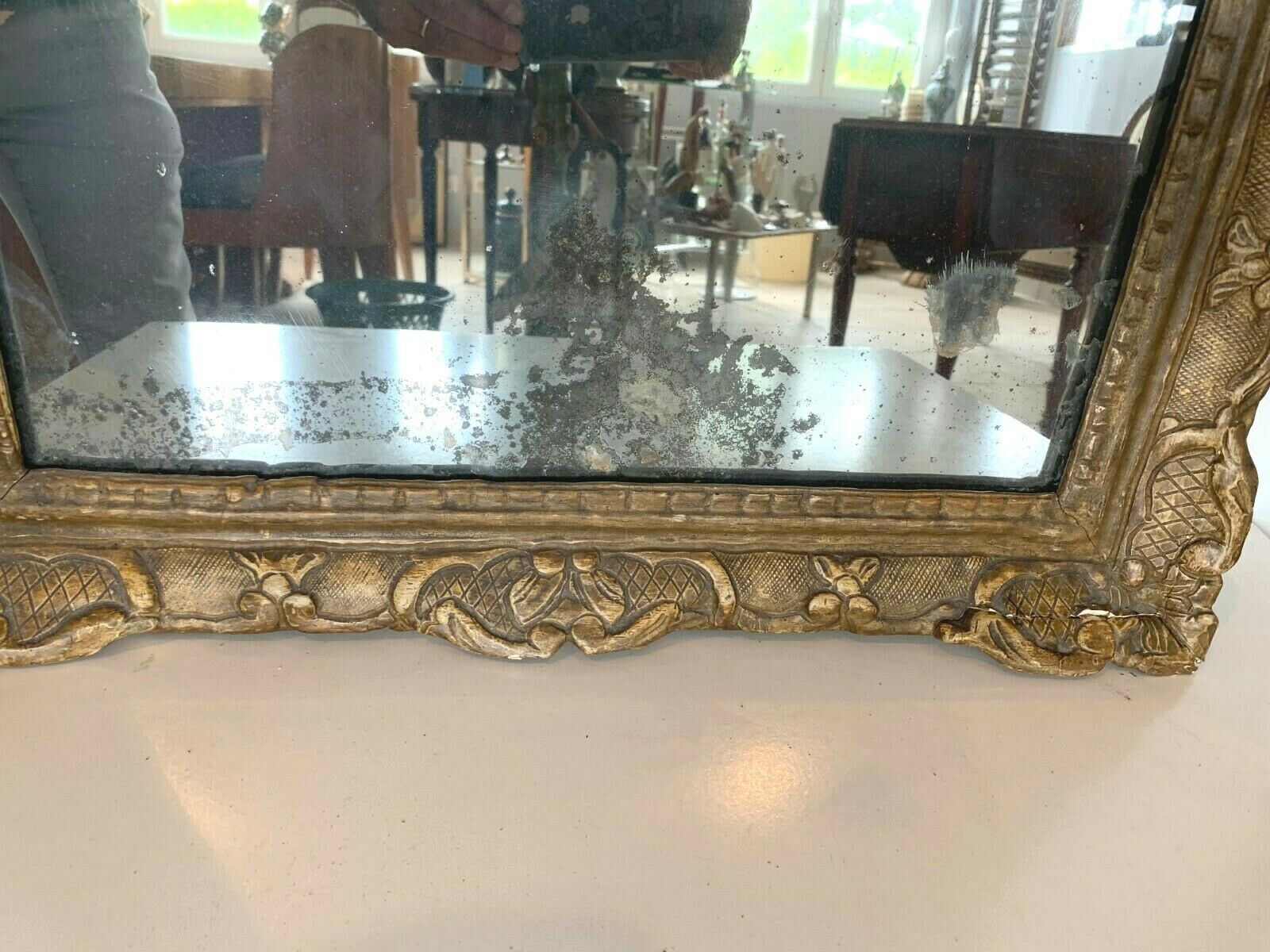 Mirror Louis XV In Gilded Carved Wood Trumeau 19th Century 80x56cm photo buy
