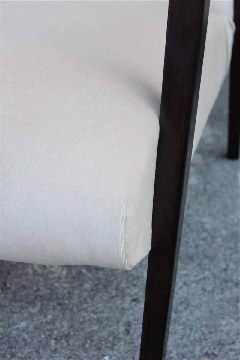photo furniture Pair Of 1950s Italian Design Armchairs In Walnut And Midcentury Beige Velvet