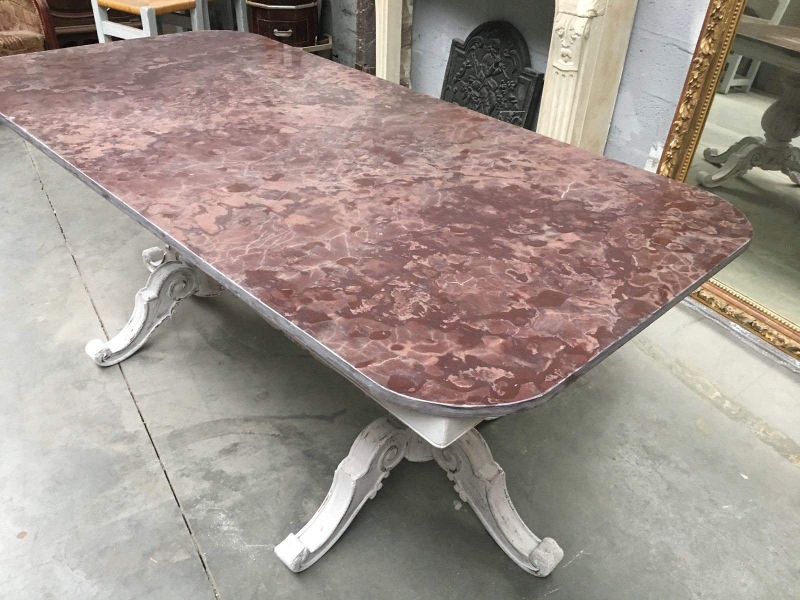 Large Middle Red Speckled Marble Top Table photo furniture