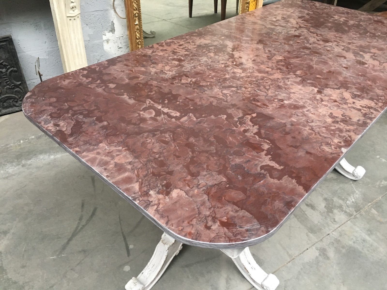 Large Middle Red Speckled Marble Top Table photo vintage