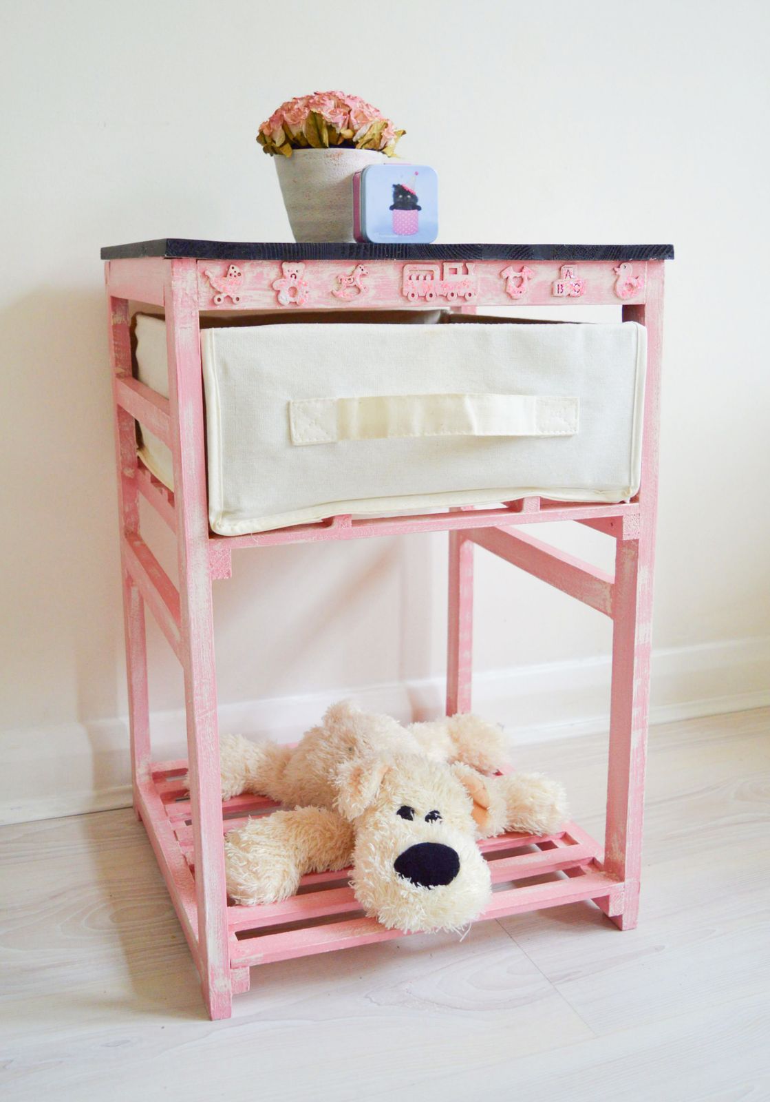 Storage Unit , Girls Chalkboard , Pink Novelty Glitter Chalkboard Unit , Wood Fabric Box Draw , Kids Bedroom Playroom Furniture photo furniture