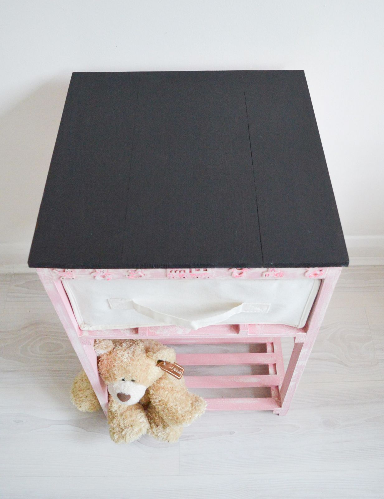Storage Unit , Girls Chalkboard , Pink Novelty Glitter Chalkboard Unit , Wood Fabric Box Draw , Kids Bedroom Playroom Furniture photo Furniture