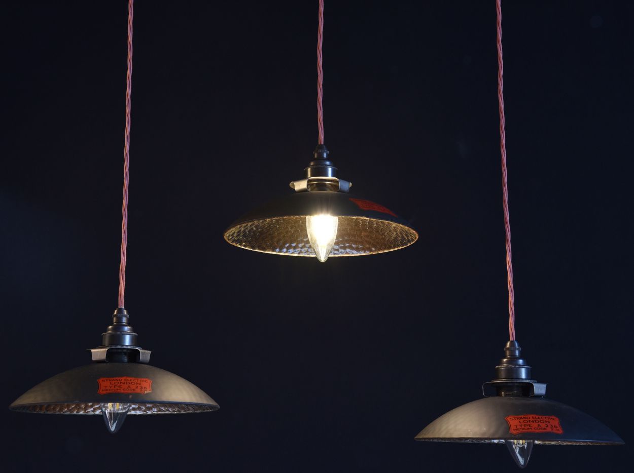 Silvered Pendant Shades, Strand London photo Lighting