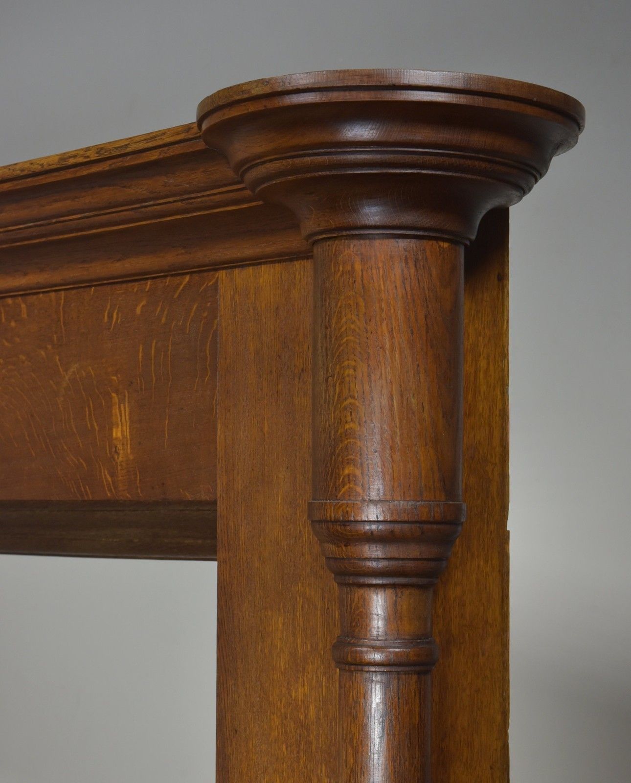 Large Antique Oak Columned Fire Surround photo vintage
