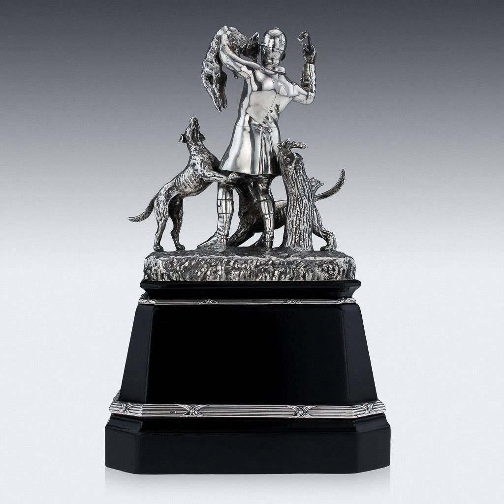 19th Century Victorian Solid Silver Hunting Trophy, Elkington, Circa 1894 photo for sale