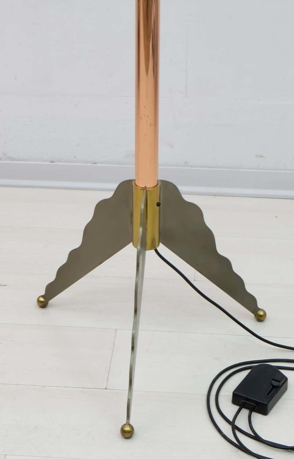 photo for sale Relco Milano Modernist Italian Murano Glass And Brass Floor Lamp, 1980s