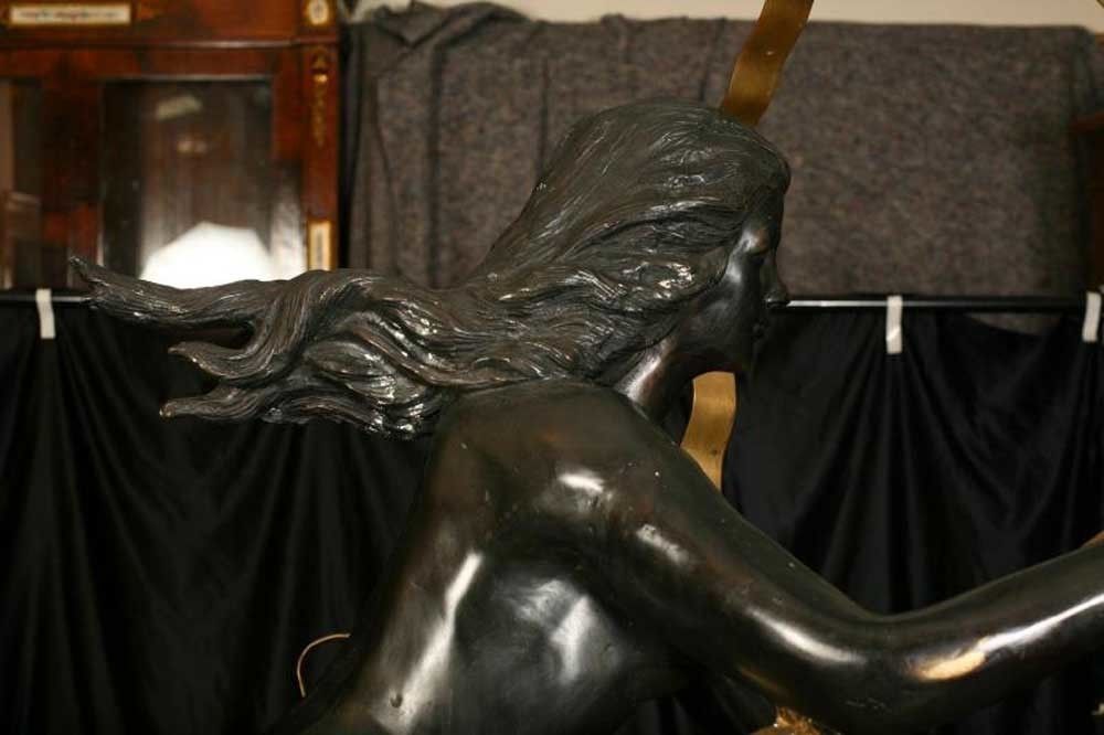 Bronze Art Nouveau Figurine By Paul Manship Large Garden Statue photo vinterior
