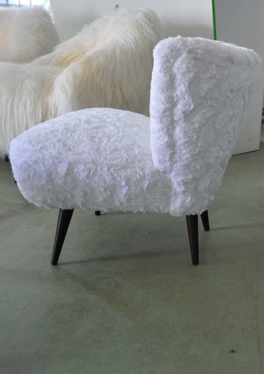 White Faux Fur Cocktail Chairs, Set Of 2 photo buy