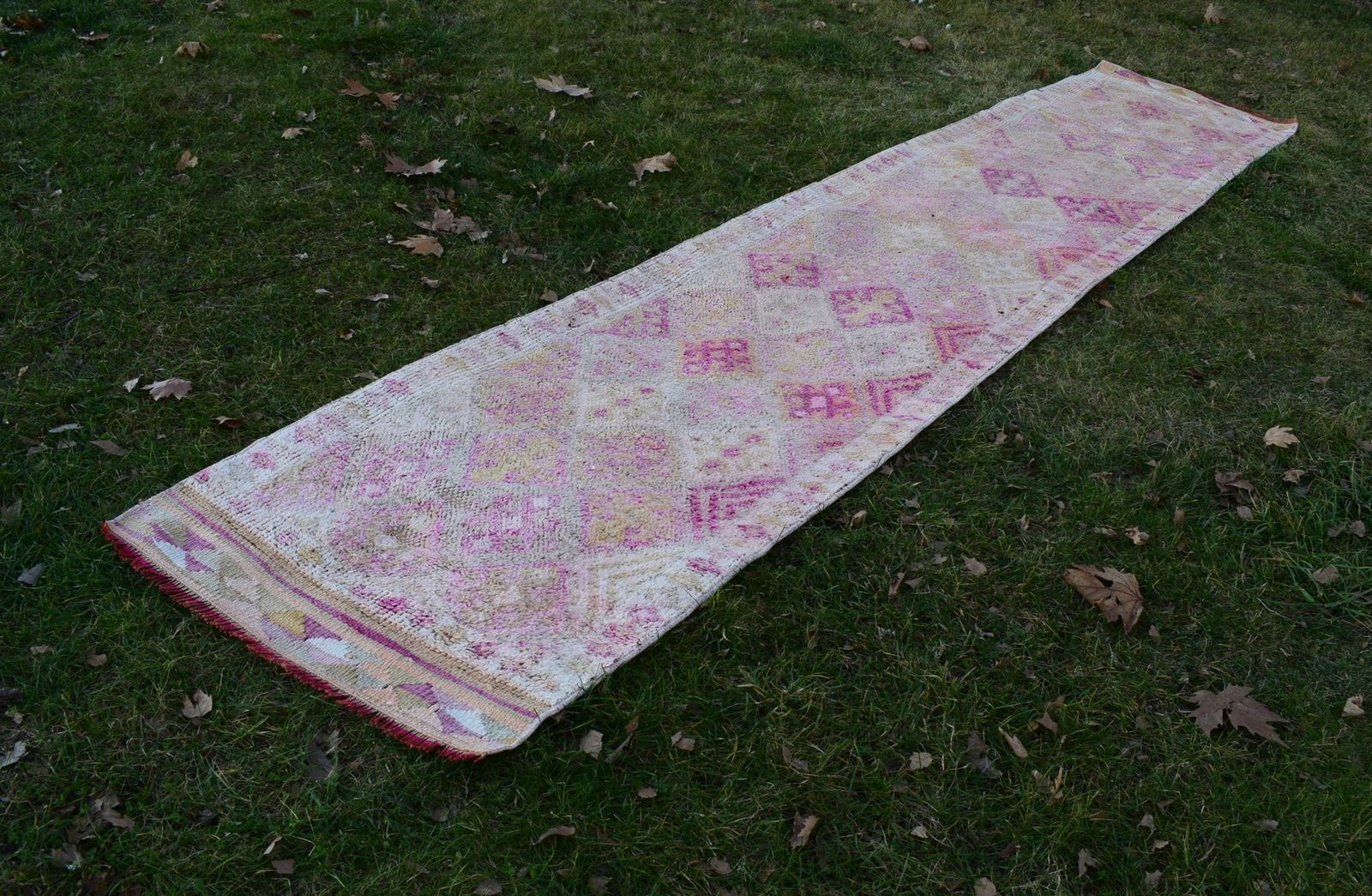 Vintage Turkish Distressed Oushak Runner Rug, 1970s
