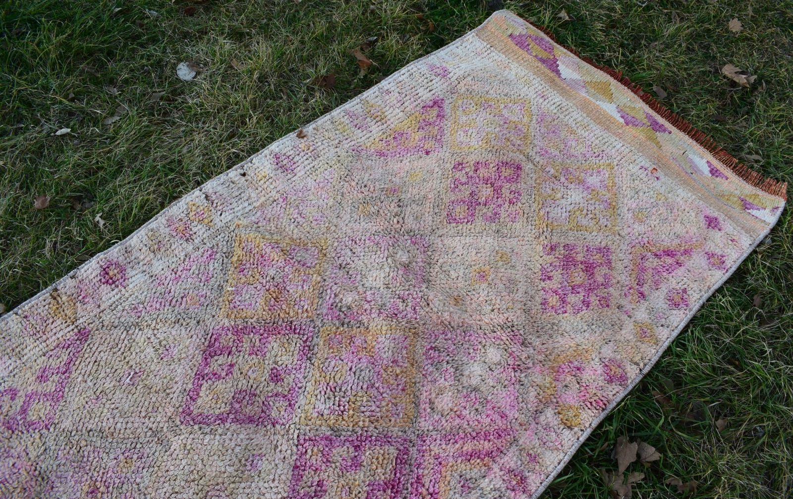 photo for sale Vintage Turkish Distressed Oushak Runner Rug, 1970s