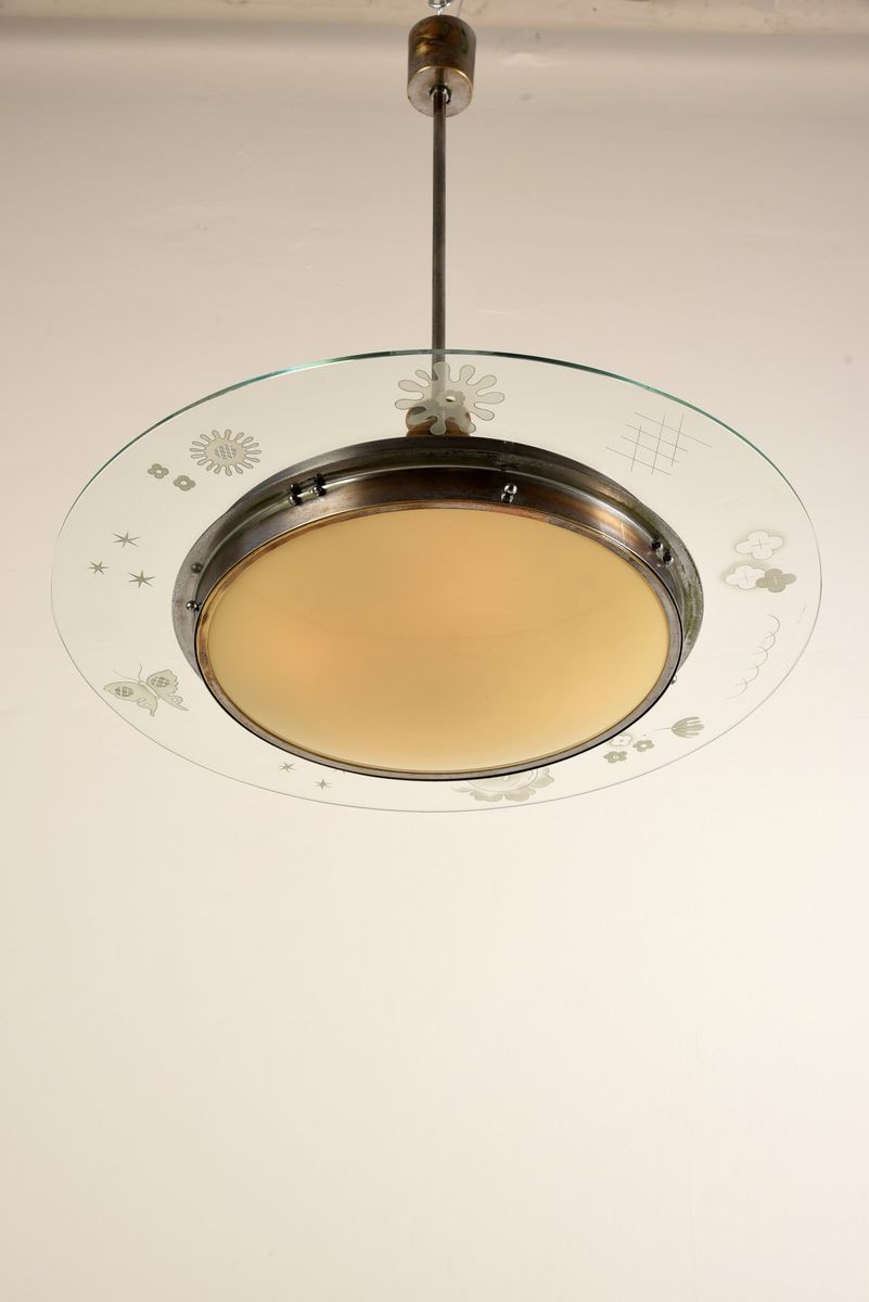 Italian Pendant Light By Pietro Chiesa For Fontana Arte, 1940s photo Lighting