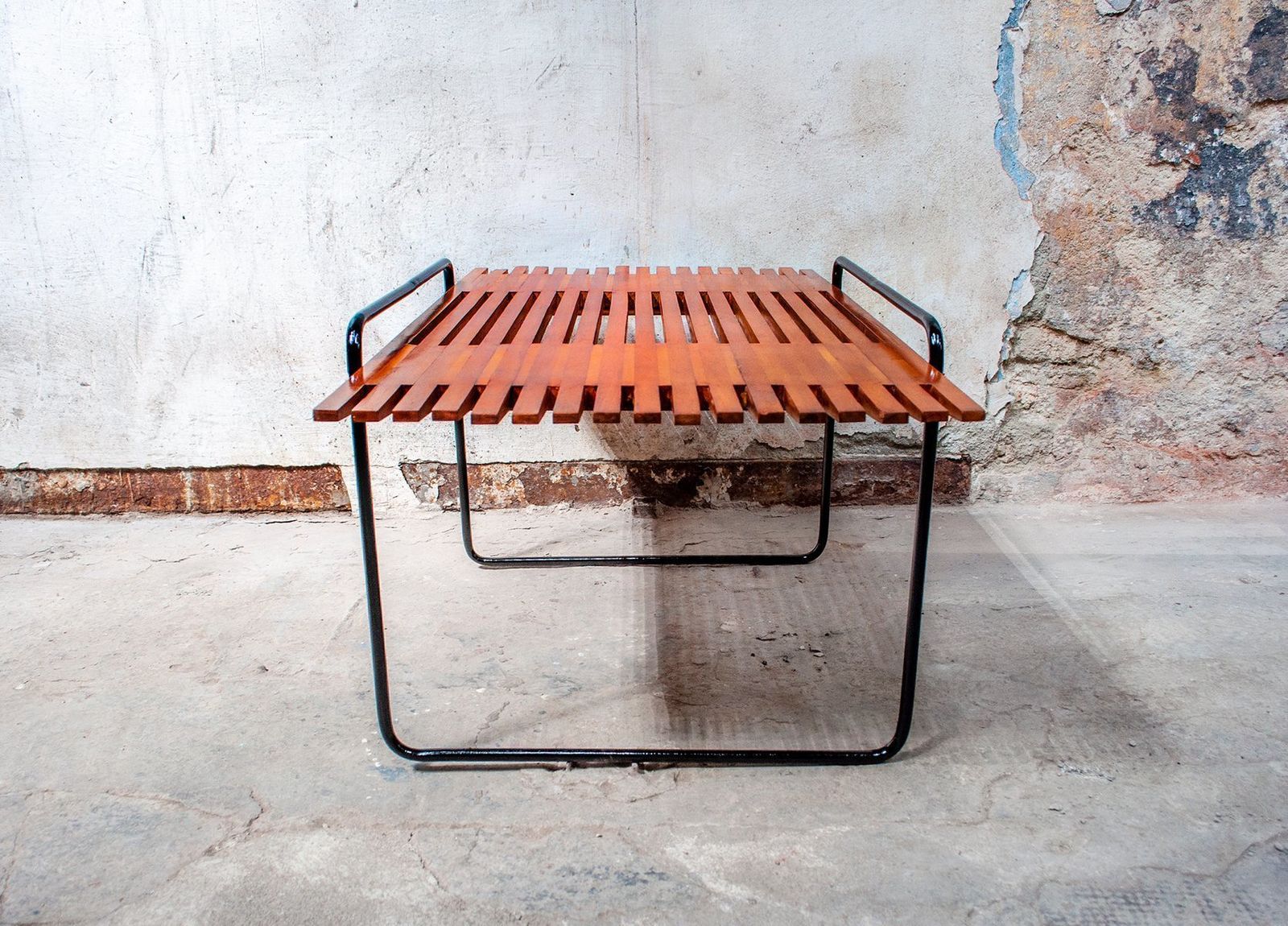 Cherry And Metal Coffee Table In The Style Of Ettore Sottsass, Italy, 1950s photo for sale