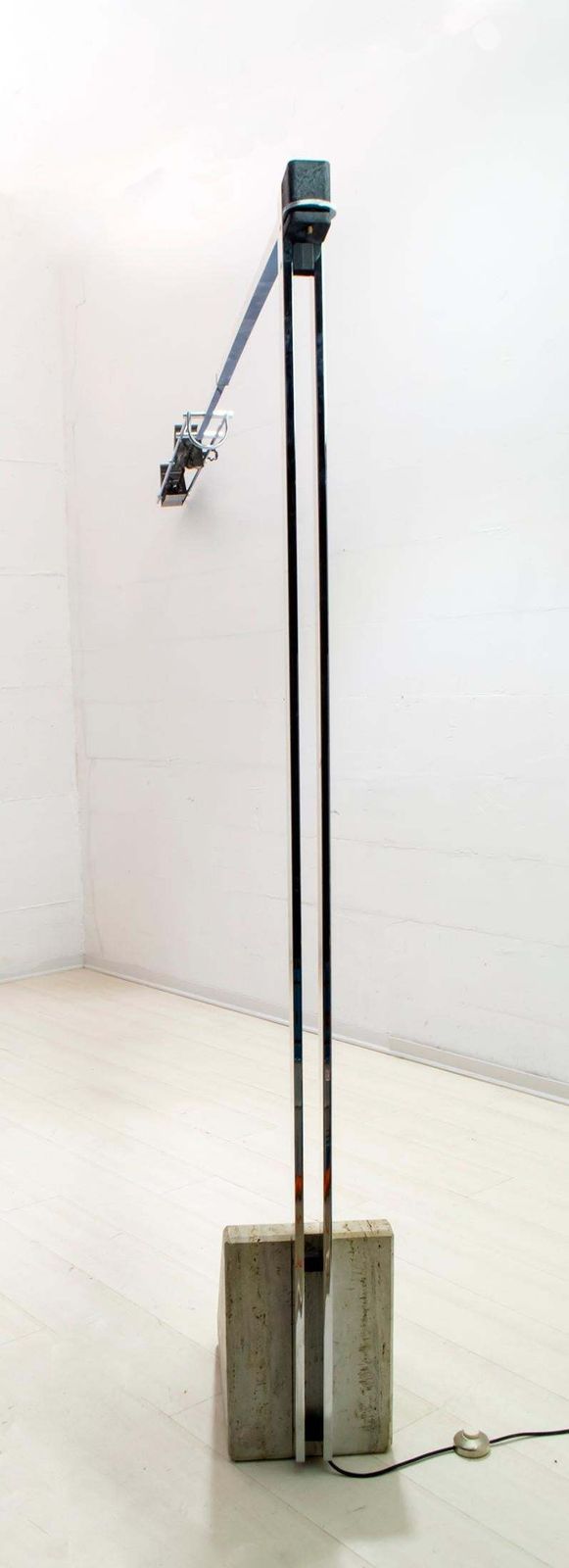Mid Century Modern Italian Steel And Travertine Floor Lamp, 1970s photo for sale