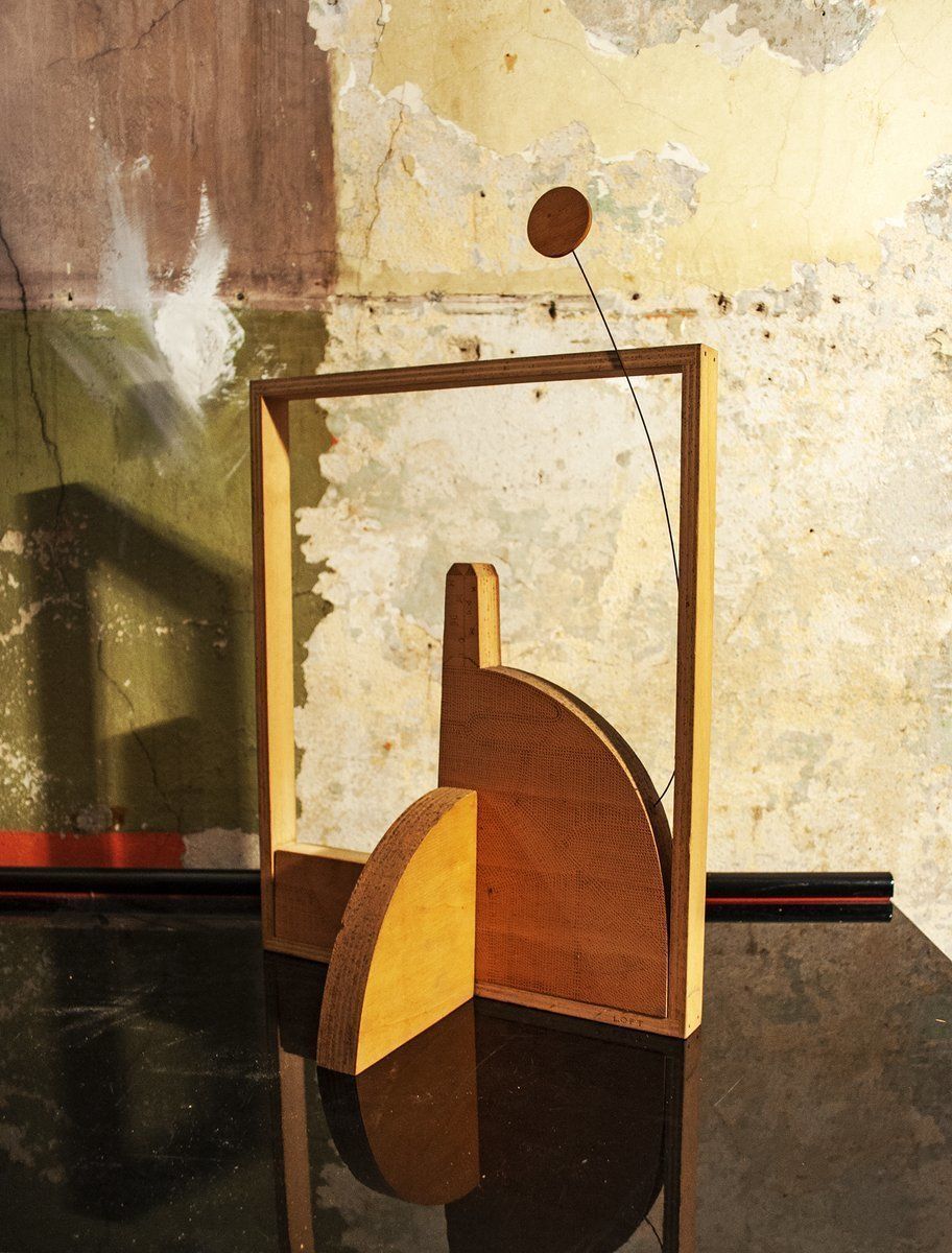 Vintage Italiaans Houten En Metaaldraad Decoratief Sculptuur Uit Een Loft, Jaren 1970