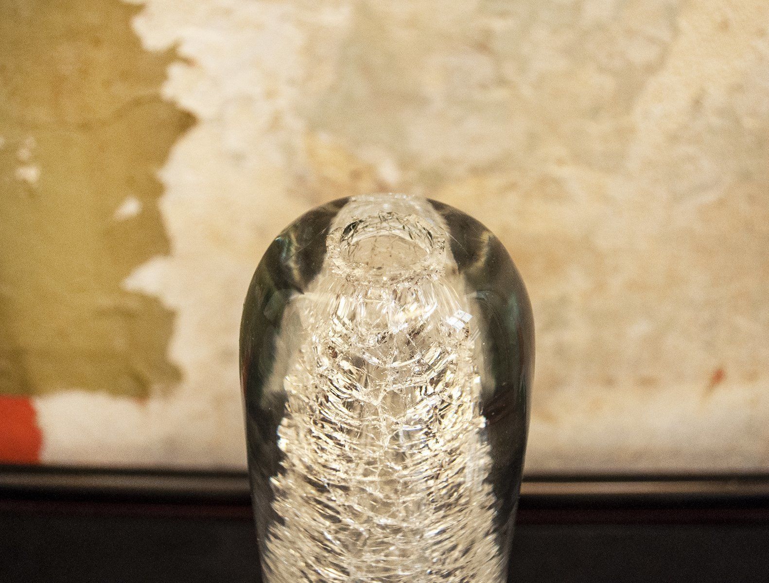 Vintage Italian Murano Crackle Glass Vase By Alfredo Barbini, 1960s photo Home Decor