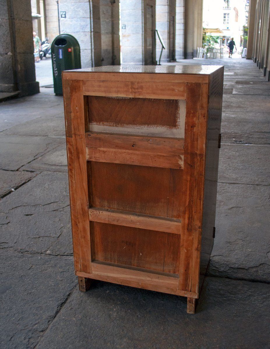 photo furniture Art Deco Italian Brass And Wood Nightstand, 1930s