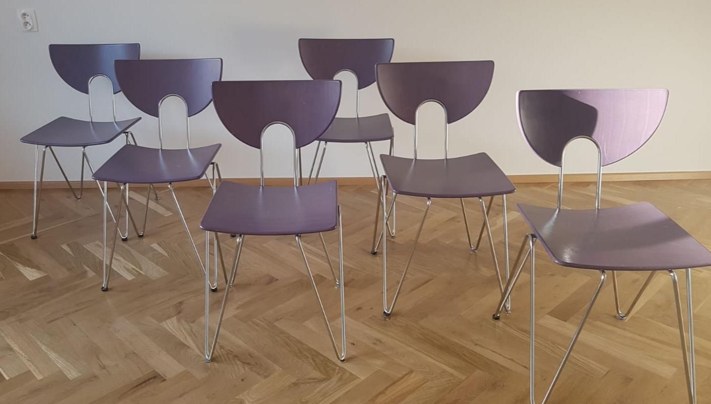 Set Of Seven Mikado 1800 Chairs Designed By Walter Leeman For Kusch+Co, 1970s.