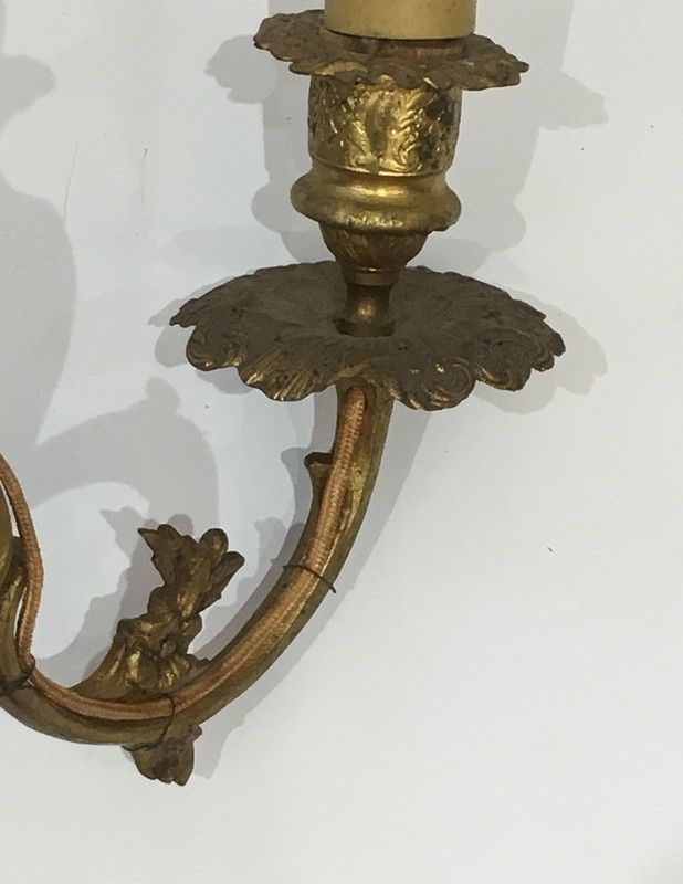 Bs 612: Pair Of Louis The 15th Style Bronze Wall Sconces. French. Circa 1920 photo vintage